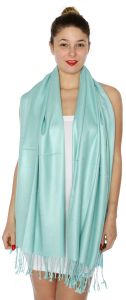 serenita D45 Silky Solid Wedding Pashmina 21 L Cyan