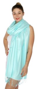 serenita D45 Silky Solid Wedding Pashmina 26 Aqua