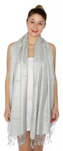 serenita D45 Silky Solid Wedding Pashmina 28 Silver