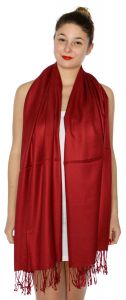 serenita D45 Silky Solid Wedding Pashmina 35 L Wine