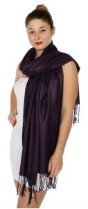 serenita D45 Silky Solid Wedding Pashmina 49 G Violet