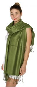 serenita D45 Silky Solid Wedding Pashmina 52 Moss