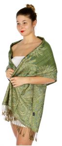 serenita D40 Big Paisley Pashmina 11 K Green