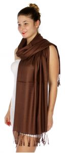 serenita D45 Silky Solid Wedding Pashmina 07 D Brown