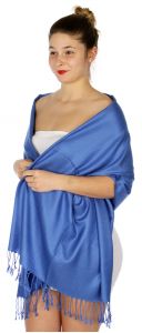 serenita D45 Silky Solid Wedding Pashmina 10 R Blue