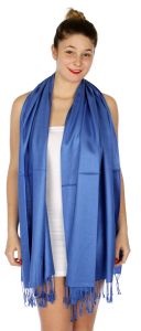 serenita D45 Silky Solid Wedding Pashmina 10 R Blue