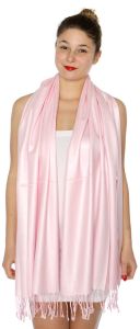 serenita D45 Silky Solid Wedding Pashmina 32 L Pink