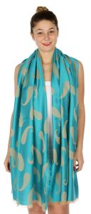 serenita D34 Reversible baby paisley pashmina Turquoise