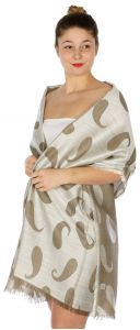 serenita D34 Reversible baby paisley pashmina WH/GY