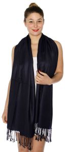 serenita D45 Silky Solid Wedding Pashmina 62 Deep Navy
