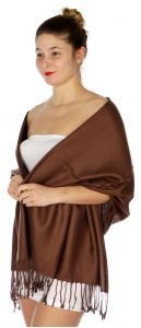 serenita D45 Silky Solid Wedding Pashmina 07 D Brown