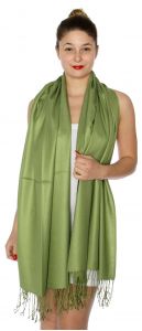 serenita D45 Silky Solid Wedding Pashmina 15 A Green