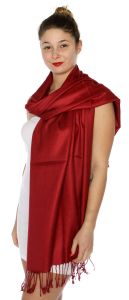 serenita D45 Silky Solid Wedding Pashmina 35 L Wine