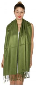 serenita D45 Silky Solid Wedding Pashmina 52 Moss