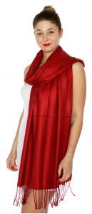 serenita D63 Silky Solid Wedding Pashmina 66 Dark Red