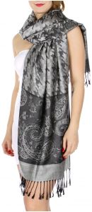 serenita D20 Houndstooth Paisley Pashmina Grey