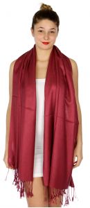 serenita D45 Silky Solid Wedding Pashmina 06 Wine