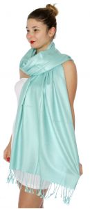 serenita D45 Silky Solid Wedding Pashmina 21 L Cyan