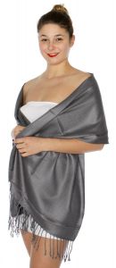serenita D45 Silky Solid Wedding Pashmina 36 New Grey