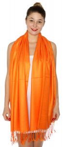 serenita D45 Silky Solid Wedding Pashmina 39 Orange
