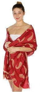 serenita D34 Reversible baby paisley pashmina Red