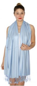 serenita D45 Silky Solid Wedding Pashmina 56 Caribbean