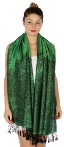 serenita D14 Symmetrical big paisley pashmina Green