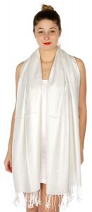 serenita D45 Silky Solid Wedding Pashmina 02 White