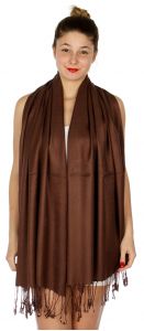 serenita D45 Silky Solid Wedding Pashmina 07 D Brown