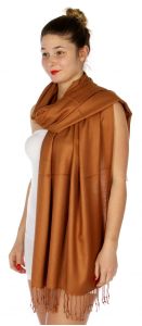 serenita D45 Silky Solid Wedding Pashmina 11 L Brown