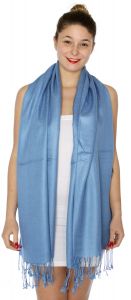 serenita D45 Silky Solid Wedding Pashmina 20 Blue