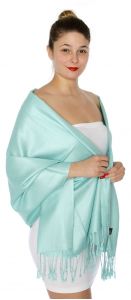 serenita D45 Silky Solid Wedding Pashmina 21 L Cyan