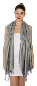 serenita D45 Silky Solid Wedding Pashmina 22 N Grey