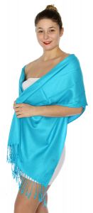 serenita D45 Silky Solid Wedding Pashmina 34 Turquoise