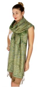 serenita D40 Big Paisley Pashmina 11 K Green