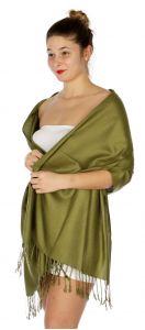 serenita D45 Silky Solid Wedding Pashmina 08 Olive