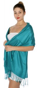 serenita D45 Silky Solid Wedding Pashmina 13 Teal