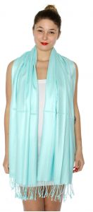 serenita D45 Silky Solid Wedding Pashmina 26 Aqua