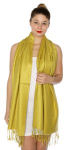 serenita D45 Silky Solid Wedding Pashmina 40 Green Gold