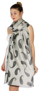 serenita D34 Reversible baby paisley pashmina White