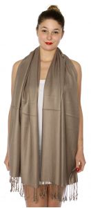 serenita D45 Silky Solid Wedding Pashmina 43 Mocha