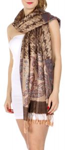 serenita D20 Houndstooth Paisley Pashmina L Brown
