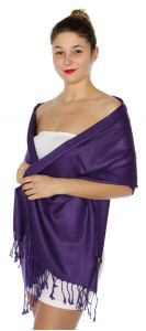 serenita D45 Silky Solid Wedding Pashmina 42 Eggplant