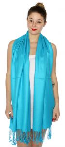 serenita D45 Silky Solid Wedding Pashmina 34 Turquoise