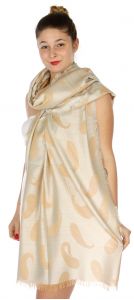 serenita D34 Reversible baby paisley pashmina Ivory