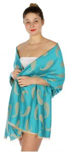 serenita D34 Reversible baby paisley pashmina Turquoise
