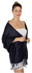 serenita D45 Silky Solid Wedding Pashmina 62 Deep Navy