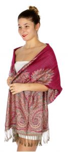 serenita D40 Big Paisley Pashmina 06 Pink Blue