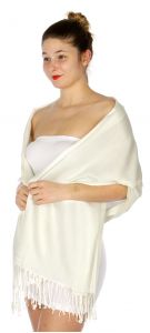serenita D45 Silky Solid Wedding Pashmina 03 Ivory