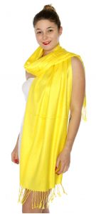 serenita D45 Silky Solid Wedding Pashmina 38 Yellow